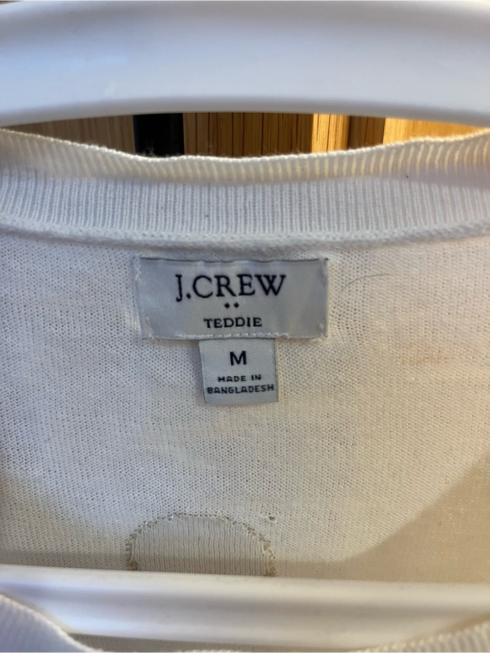 J. Crew White Long-Sleeve Sweater with Metallic Gold Polka Dots - Picture 3 of 3